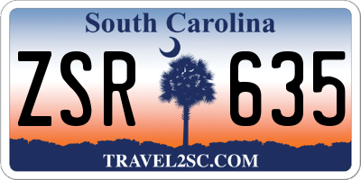 SC license plate ZSR635