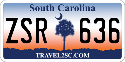 SC license plate ZSR636
