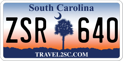 SC license plate ZSR640