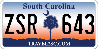 SC license plate ZSR643