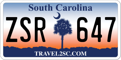 SC license plate ZSR647