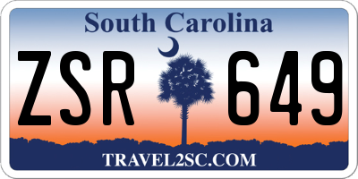 SC license plate ZSR649