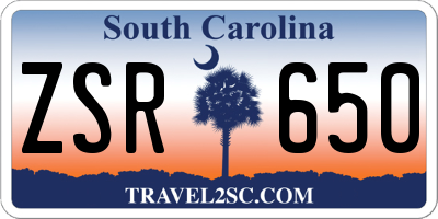 SC license plate ZSR650
