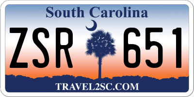 SC license plate ZSR651