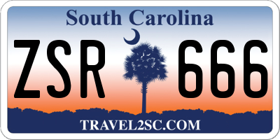 SC license plate ZSR666