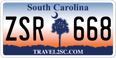 SC license plate ZSR668
