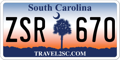 SC license plate ZSR670