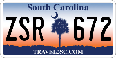 SC license plate ZSR672