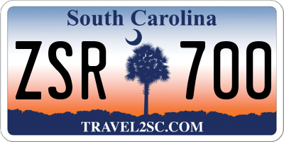SC license plate ZSR700