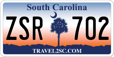 SC license plate ZSR702