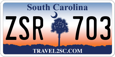 SC license plate ZSR703