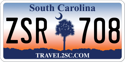 SC license plate ZSR708