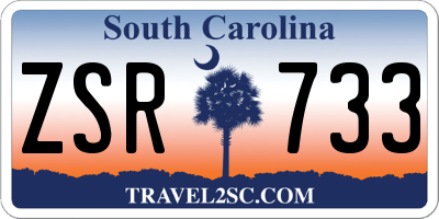 SC license plate ZSR733