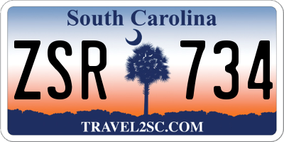 SC license plate ZSR734
