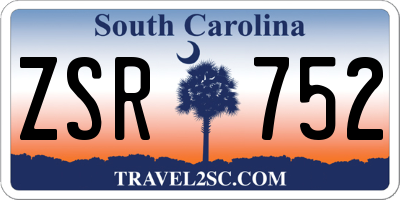 SC license plate ZSR752
