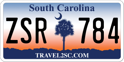 SC license plate ZSR784