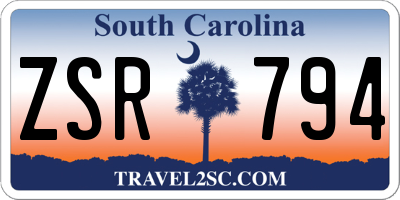 SC license plate ZSR794
