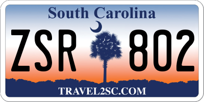 SC license plate ZSR802