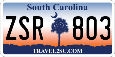SC license plate ZSR803