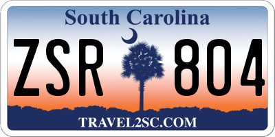 SC license plate ZSR804