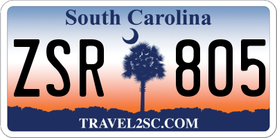 SC license plate ZSR805