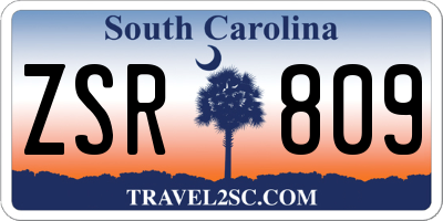 SC license plate ZSR809