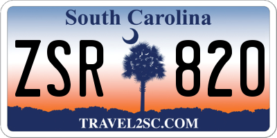 SC license plate ZSR820