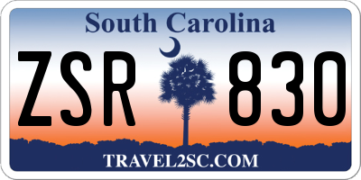 SC license plate ZSR830