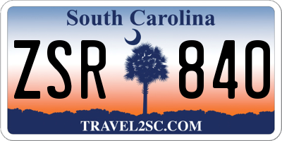 SC license plate ZSR840