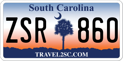 SC license plate ZSR860