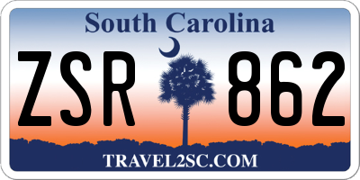 SC license plate ZSR862