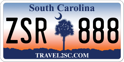 SC license plate ZSR888