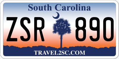 SC license plate ZSR890