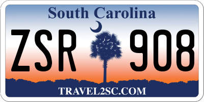 SC license plate ZSR908
