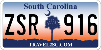 SC license plate ZSR916