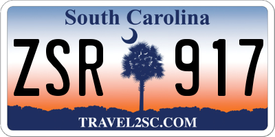 SC license plate ZSR917