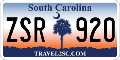 SC license plate ZSR920