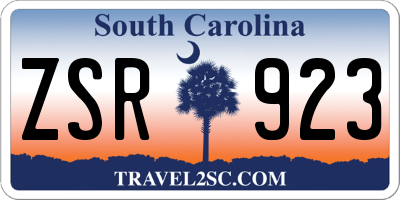 SC license plate ZSR923
