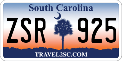 SC license plate ZSR925
