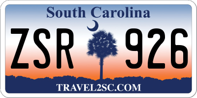SC license plate ZSR926