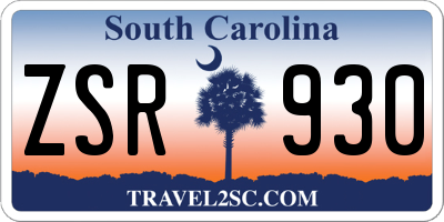 SC license plate ZSR930