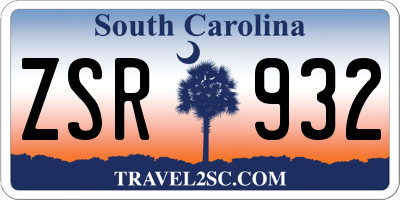 SC license plate ZSR932