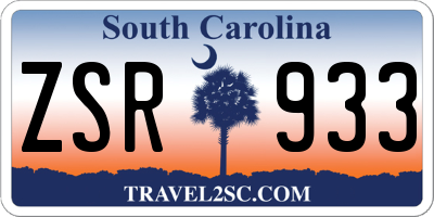 SC license plate ZSR933