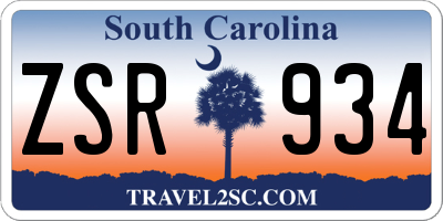SC license plate ZSR934