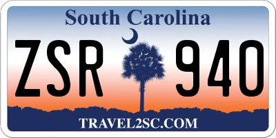 SC license plate ZSR940