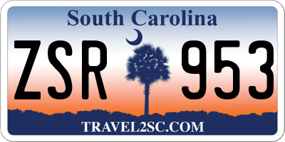 SC license plate ZSR953