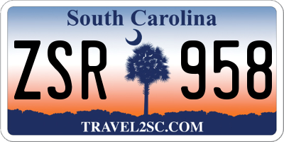 SC license plate ZSR958