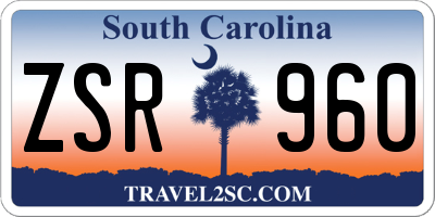 SC license plate ZSR960