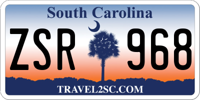 SC license plate ZSR968