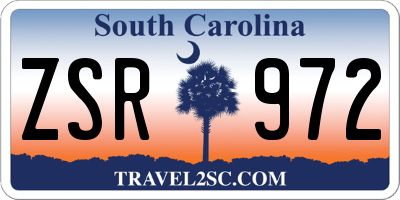 SC license plate ZSR972